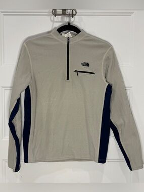 VTG The North Face Quarter Zip Fleece Mens Small Beige Lightweight Pullover